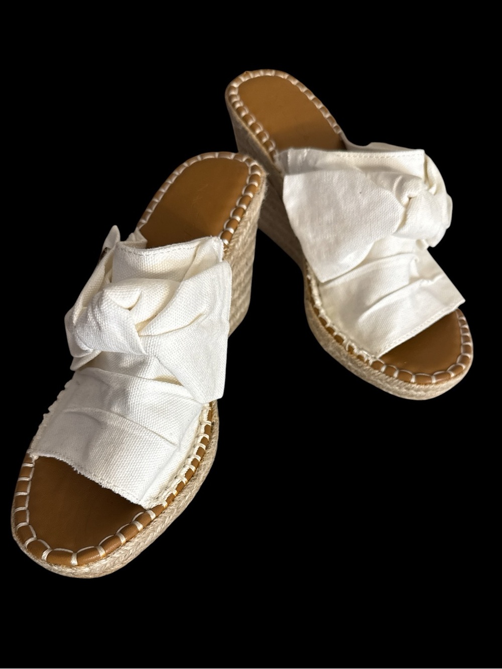 Nautica Ivory Bow Espadrille Wedge Sandals – Women’s Slip-On Slides
